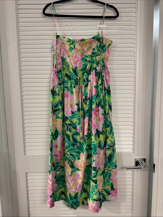 FARM Rio Dresses & Skirts - FARM Rio Green Midi Dress with Pink Floral Print